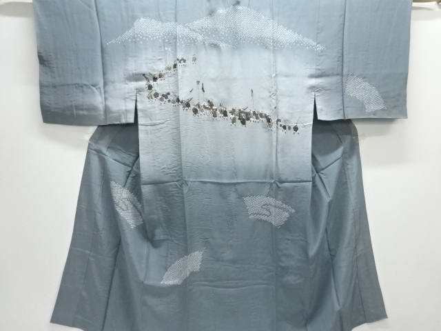 アンティーク　絞り大名行列模様男物長襦袢